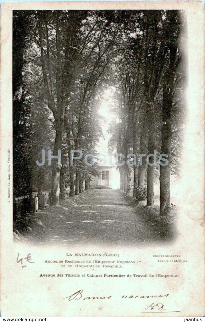 La Malmaison - Ancienne Residence de l'Empereur Napoleon I - Avenue des Tilleuls - old postcard - 1903 - France - used - JH Postcards