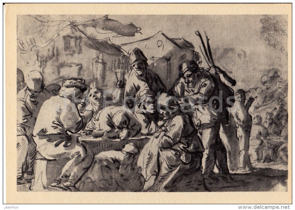 painting by Adriaen van Ostade - Genre scene - Dutch art - 1956 - Russia USSR - unused - JH Postcards