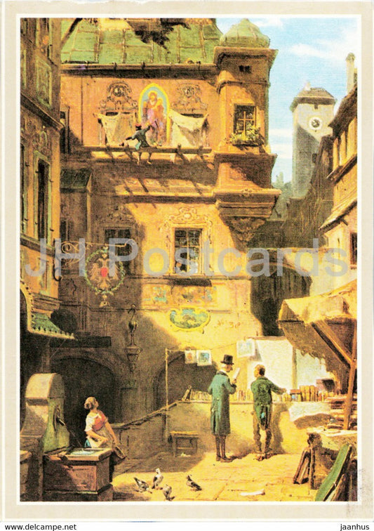 painting by Carl Spitzweg - Kunst und Wissenschaft - German art - 1998 - Germany - used - JH Postcards