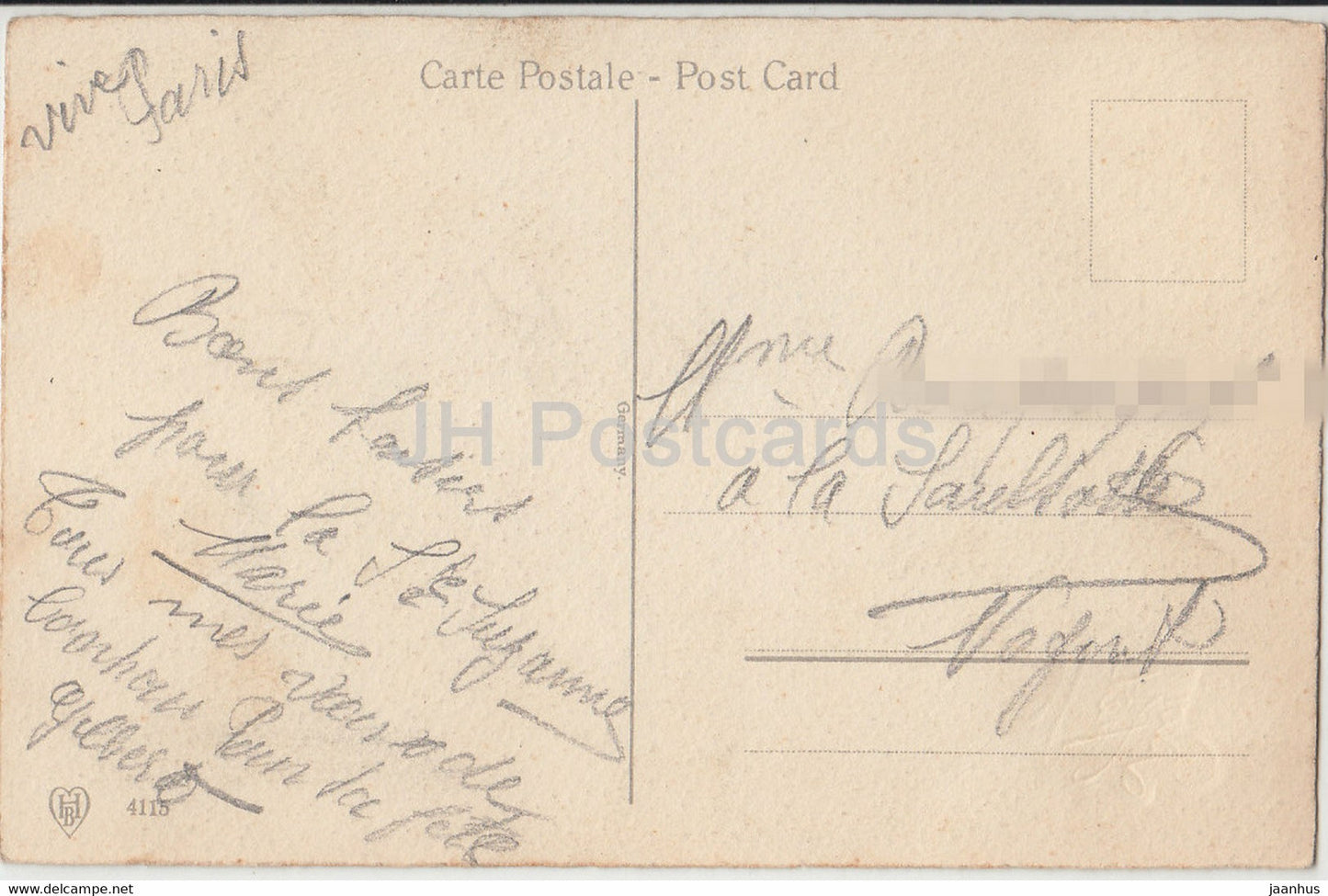 Geburtstagsgrußkarte - Bonne Fete - Blumen - Tulpen - HB 4115 - Illustration - alte Postkarte - Frankreich - gebraucht