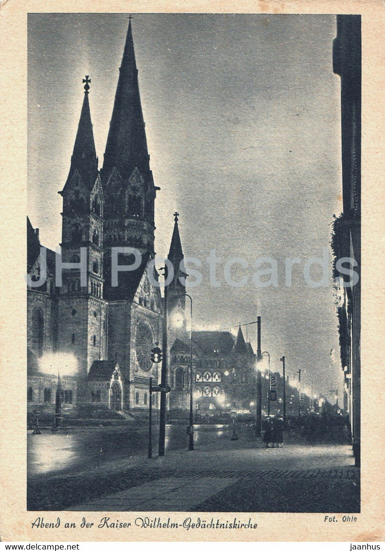 Berlin - Abend an der Kaiser Wilhelm Gedachtniskirche - old postcard - Germany - unused - JH Postcards