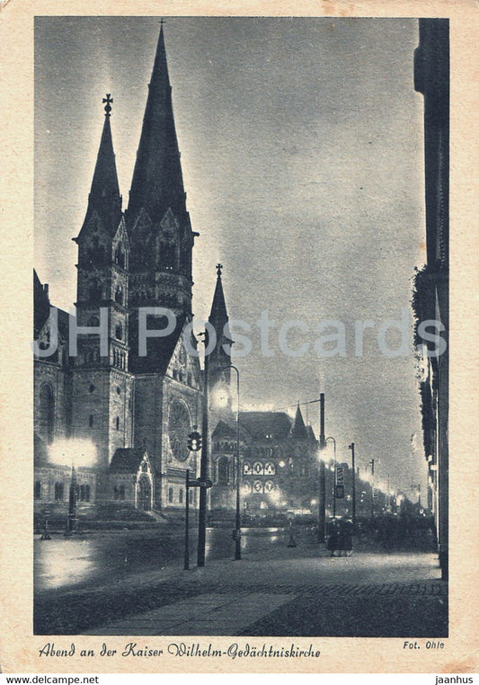 Berlin - Abend an der Kaiser Wilhelm Gedachtniskirche - old postcard - Germany - unused - JH Postcards