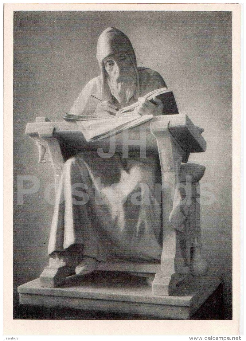 sculpture by M. Antokolsky - Nestor the chronicler , 1889 - russian art - unused - JH Postcards