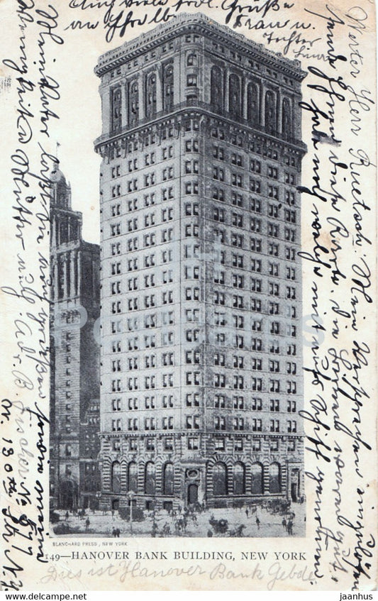 New York - Hanover Bank Building - 149 - old postcard  -1904 - United States - USA - used - JH Postcards