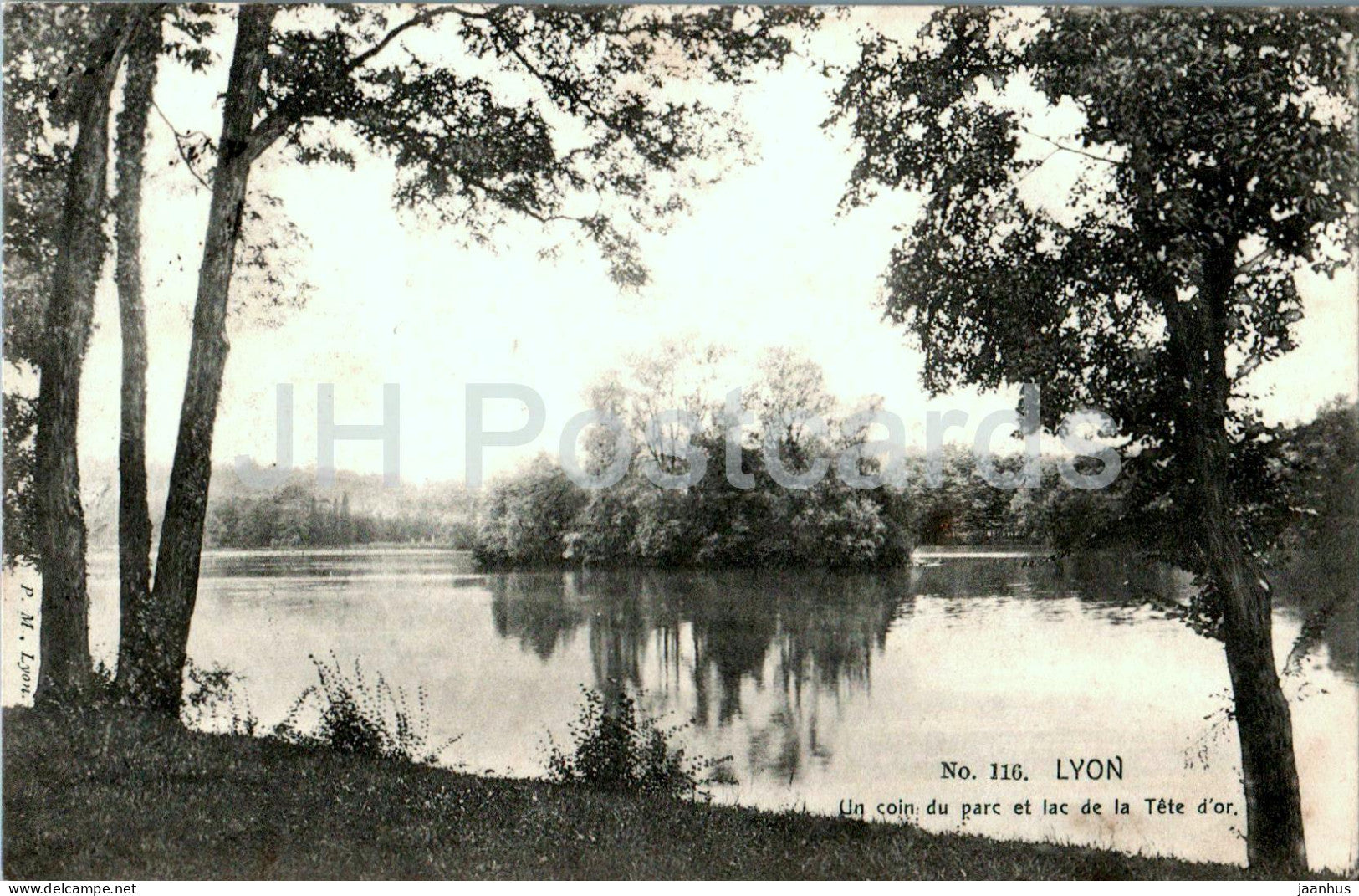 Lyon - Un coin du parc et lac de la Tete d'or - park - lake - 116 - old postcard - 1904 - France - used - JH Postcards