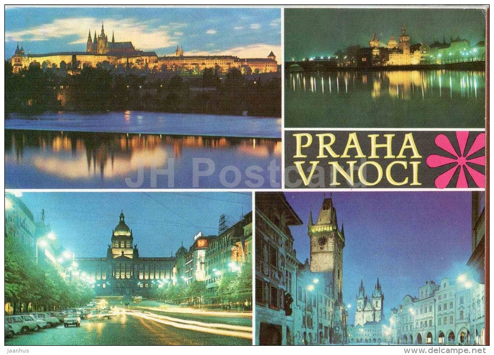 Praha - Prague - at night - Czechoslovakia - Czech - used - JH Postcards