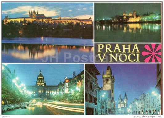 Praha - Prague - at night - Czechoslovakia - Czech - used - JH Postcards