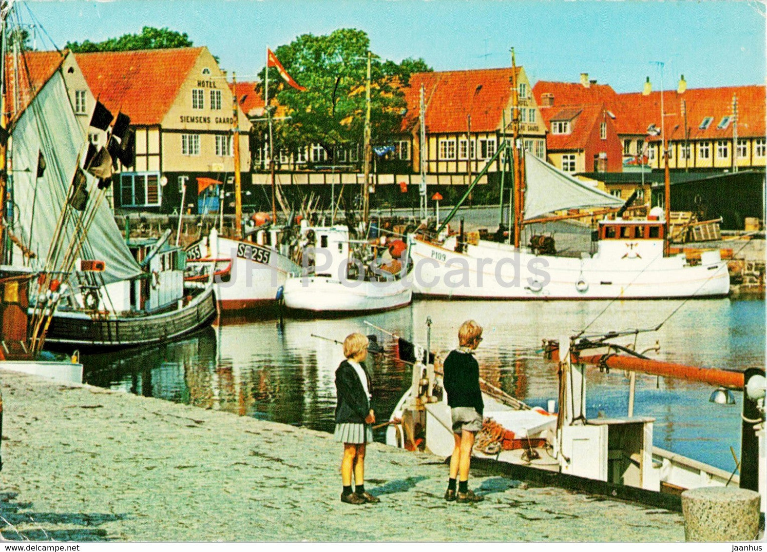 Bornholm - the harbor in Svaneke - boat - ship - 1987 - Denmark - used - JH Postcards