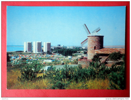 Sunny Beach view - windmill - Sunny Beach - Bulgaria - unused - JH Postcards