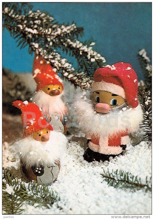 New Year Greeting Card - dwarf - puppet - 1989 - Estonia USSR - unused - JH Postcards