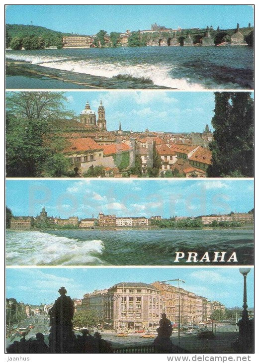Prague Castle - Charles Bridge - St. Nicholas cathedral - square - Praha - Prague - Czechoslovakia - Czech - unused - JH Postcards
