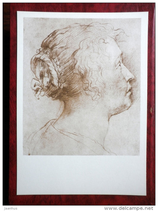 Drawing by Peter Paul Rubens - Head of a young girl , between 1630-35 - maxi card - flemish art - 1977 - unused - JH Postcards