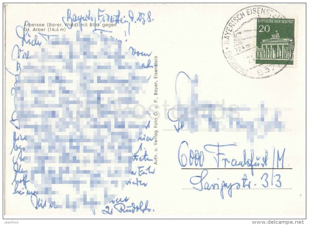 Arbersee mit Blick gegen Gr. Arber - Germany - gelaufen - JH Postcards