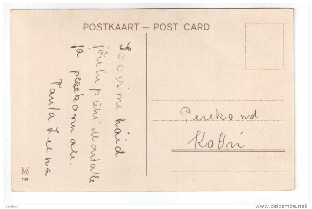 Christmas Greeting Card - farm house - winter - WO 1110 - old postcard - circulated in Estonia - used - JH Postcards