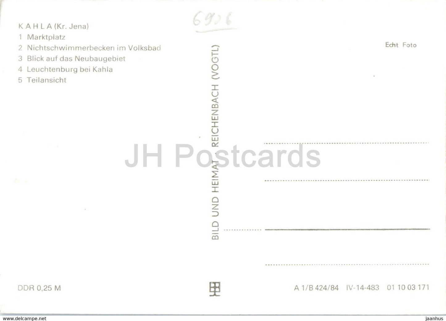 Kahla - Marktplatz - Leuchtenburg - Thur - Germany DDR - unused