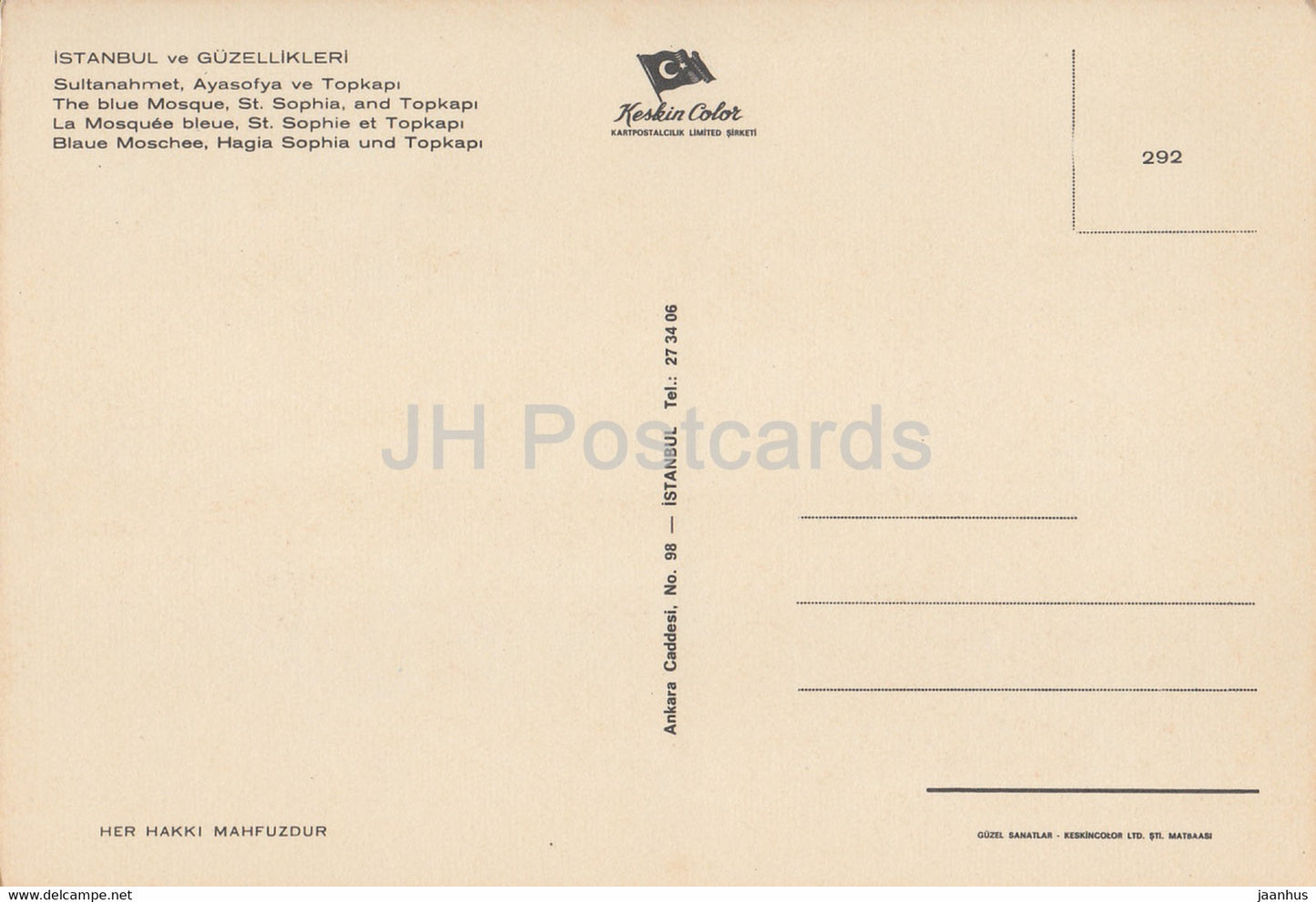 Istanbul - La Mosquée Bleue - Sainte-Sophie - Topkapi - Turquie - inutilisé