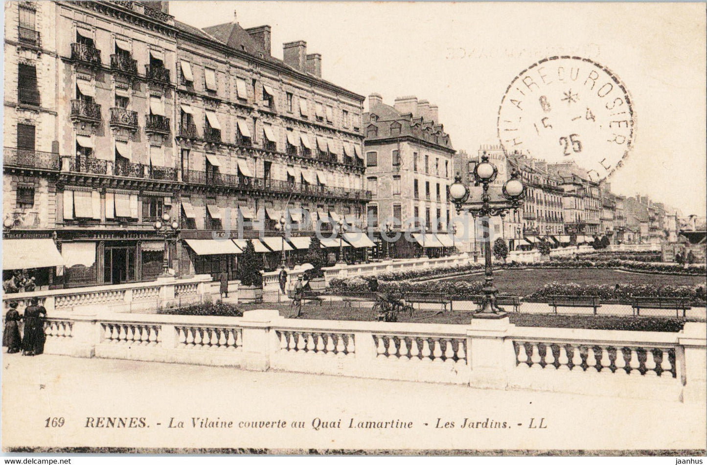 Rennes - La Vilaine couverte au Quai Lamartine - Les Jardins - 169 - old postcard - 1925 - France - used - JH Postcards