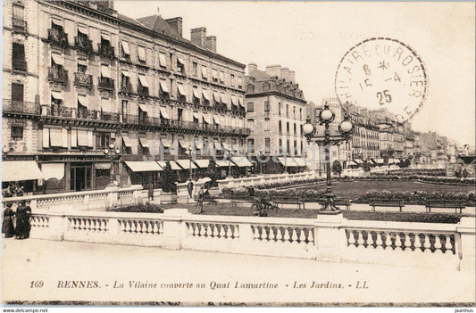 Rennes - La Vilaine couverte au Quai Lamartine - Les Jardins - 169 - old postcard - 1925 - France - used - JH Postcards