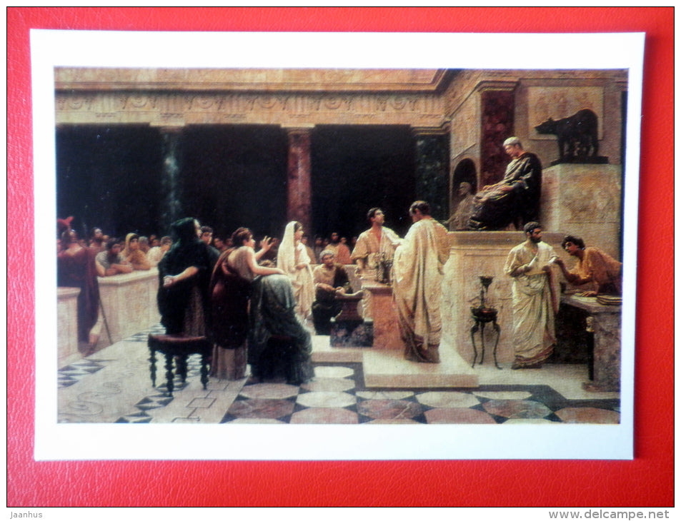 painting by Stefan BakaÅ‚owicz . Court in Ancient Rome - polish art - unused - JH Postcards