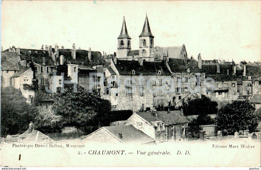 Chaumont - Vue Generale - general view - 2 - old postcard - France - used - JH Postcards