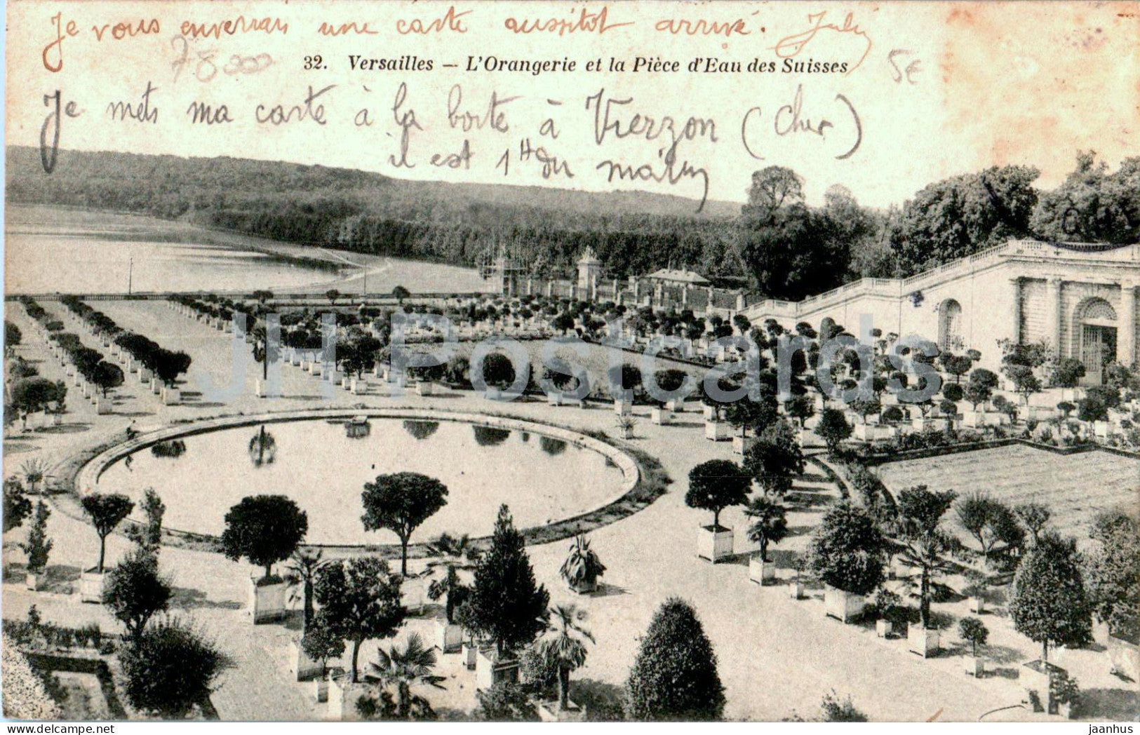 Versailles - L'Orangerie et la Piece d'Eau des Suisses - orangery - 32 - old postcard - 1906 - France - used - JH Postcards