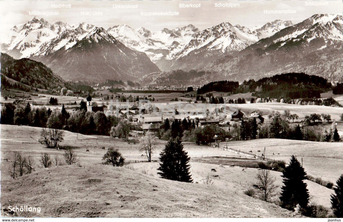 Schollang 855 m mit Allgauer Hochgebirge - old postcard - 1954 - Germany - used - JH Postcards