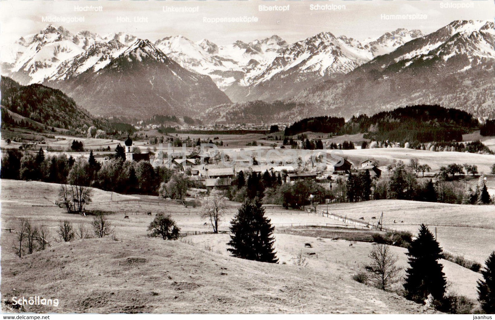 Schollang 855 m mit Allgauer Hochgebirge - old postcard - 1954 - Germany - used - JH Postcards
