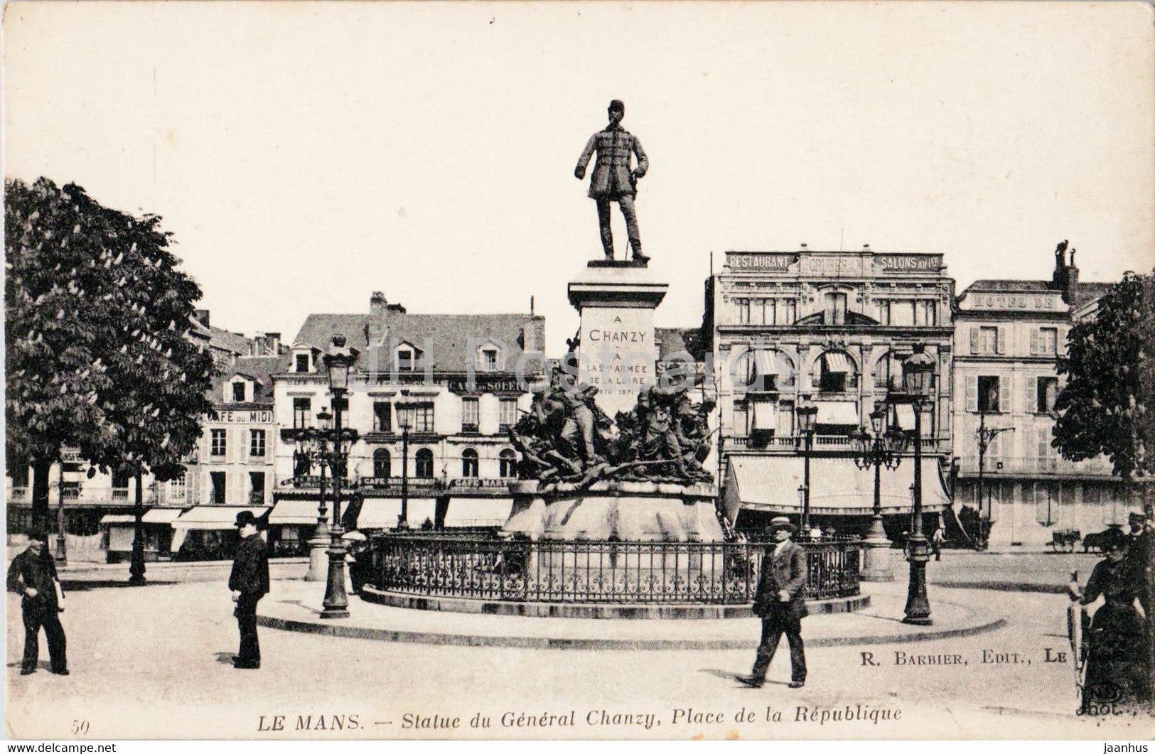 Le Mans - Statue du General Chanzy - Place de la Republique - monument - 50 - old postcard - France - unused - JH Postcards