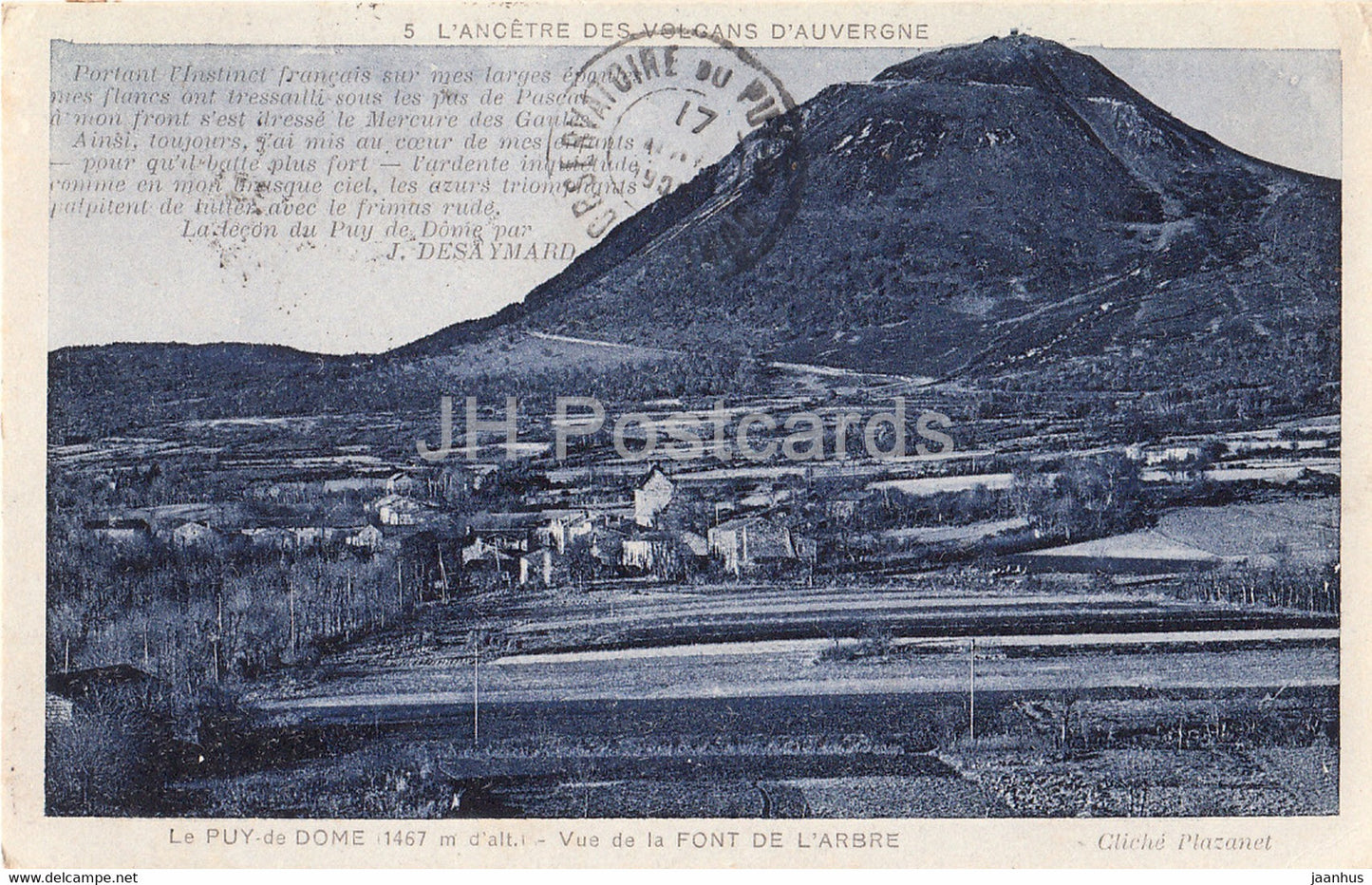 Le Puy de Dome - Vue de la Font de L'Arbre - old postcard - France - used - JH Postcards