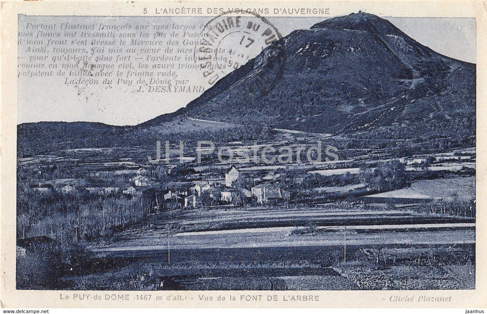Le Puy de Dome - Vue de la Font de L'Arbre - old postcard - France - used - JH Postcards