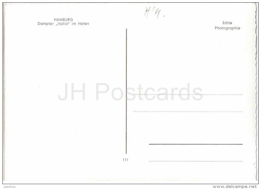 Dampfer Italia im Hafen - port - 111 - Germany - ungelaufen - JH Postcards
