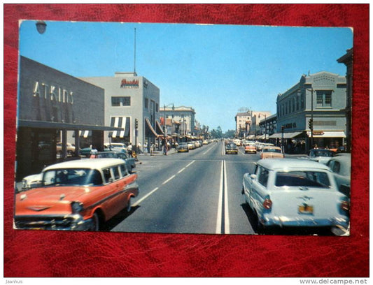 Palo Alto - University avenue - transport - car - California - USA - unused (number written at backside) - JH Postcards