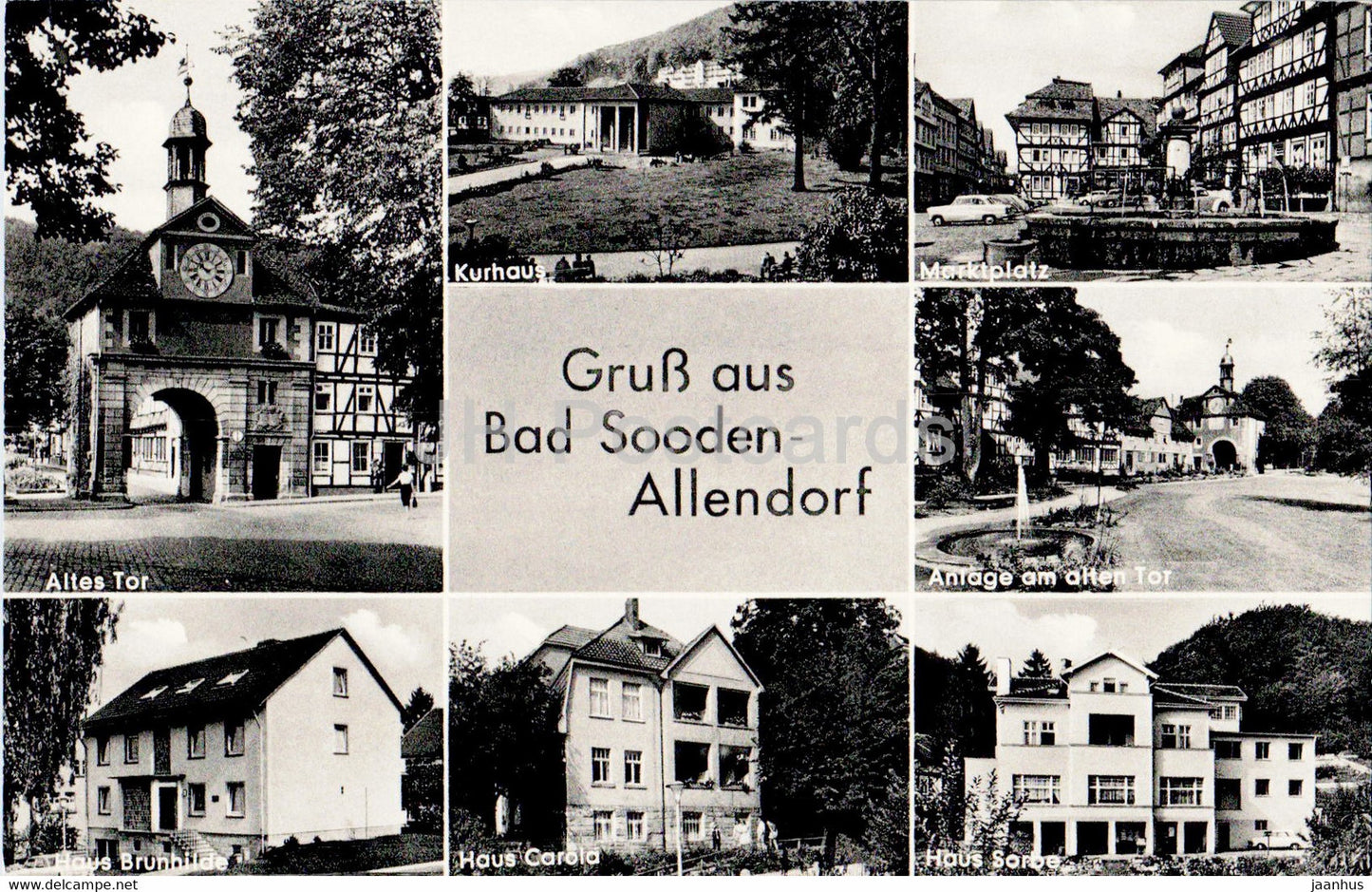 Gruss aus Bad Sooden Allendorf - Kurhaus - Altes Tor - Marktplatz - Haus Carola - old postcard - Germany - unused - JH Postcards