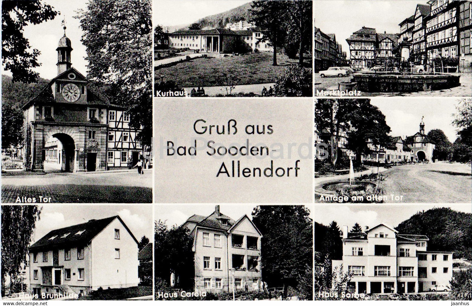 Gruss aus Bad Sooden Allendorf - Kurhaus - Altes Tor - Marktplatz - Haus Carola - old postcard - Germany - unused - JH Postcards
