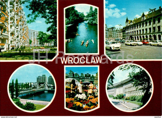 Wroclaw - Popowice - Przystan KS Budowlani - Most Grunwaldzki - bridge - multiview - Poland - unused - JH Postcards