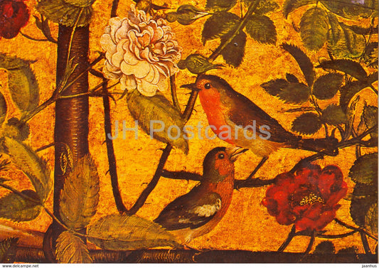 painting by Martin Schongauer - La Vierge au buisson de roses - birds - German art - Germany - used - JH Postcards