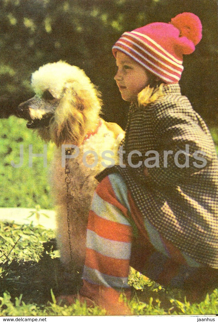 Poodle and girl - dog - 1977 - Estonia USSR - unused - JH Postcards