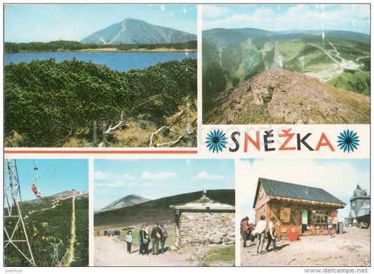 Snezka peak - Krknose mountain - The highest peak - cableway - chapel - Czechoslovakia - Czech - used 1974 - JH Postcards