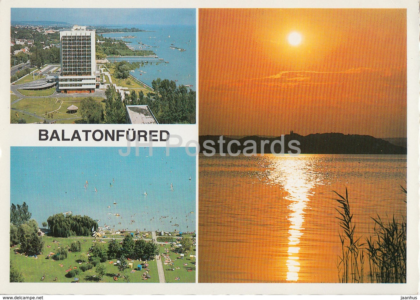 Balaton - Balatonfured - lake - hotel - beach - multiview - 1986 - Hungary - used - JH Postcards