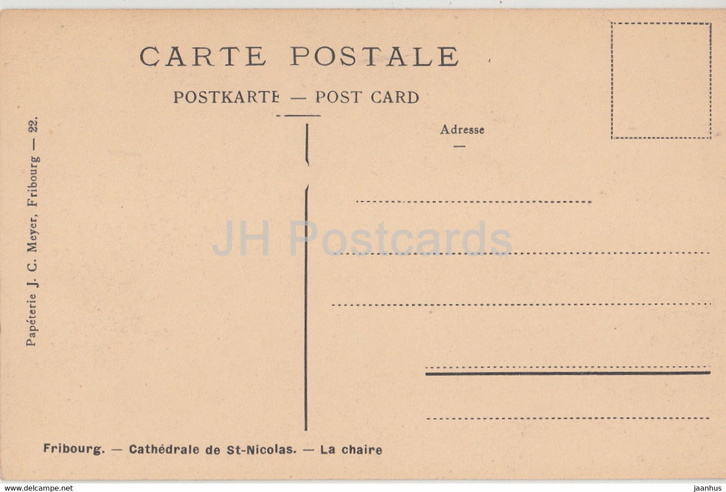 Fribourg - Cathedrale de St Nicholas - La Chaire - cathedral - old postcard - Switzerland - unused