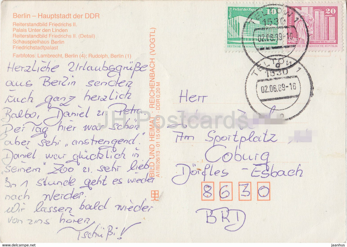 Berlin - Reiterstandbild Friedrichs II - Palais Unter den Linden - Schauspielhaus Berlin - 1989 - Allemagne DDR - occasion