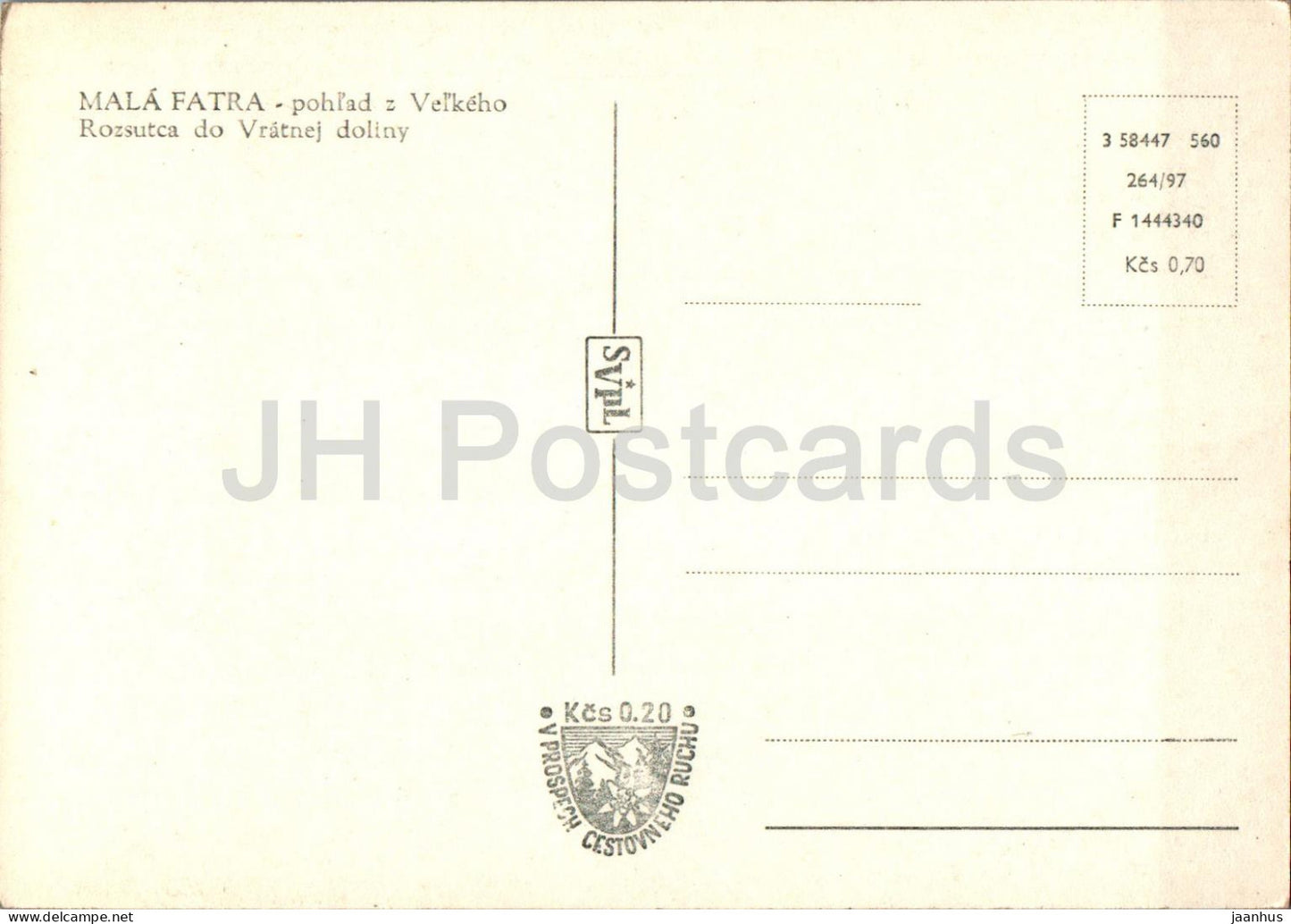 Mala Fatra - pohlad z Velkeho - Rozsutca do Vratnej doliny - Slovakia - Czechoslovakia - unused