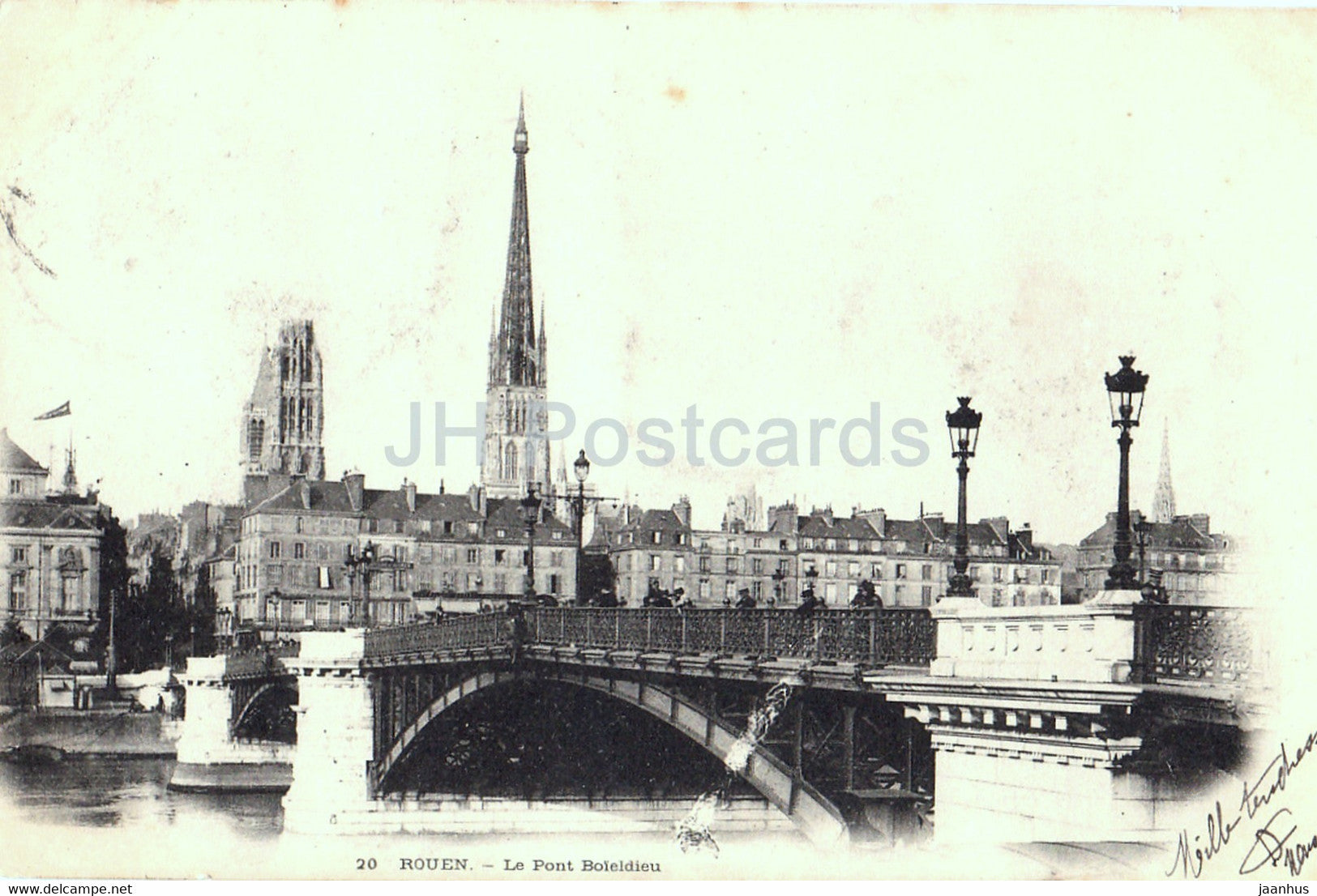 Rouen - Le Pont Boieldieu - bridge - 20 - old postcard - 1902 - France - used - JH Postcards