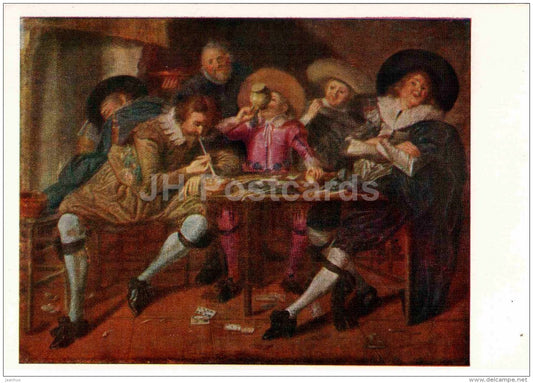 painting by Dirck Hals - Merry Company in the tavern - men - Dutch art - 1959 - Russia USSR - unused - JH Postcards