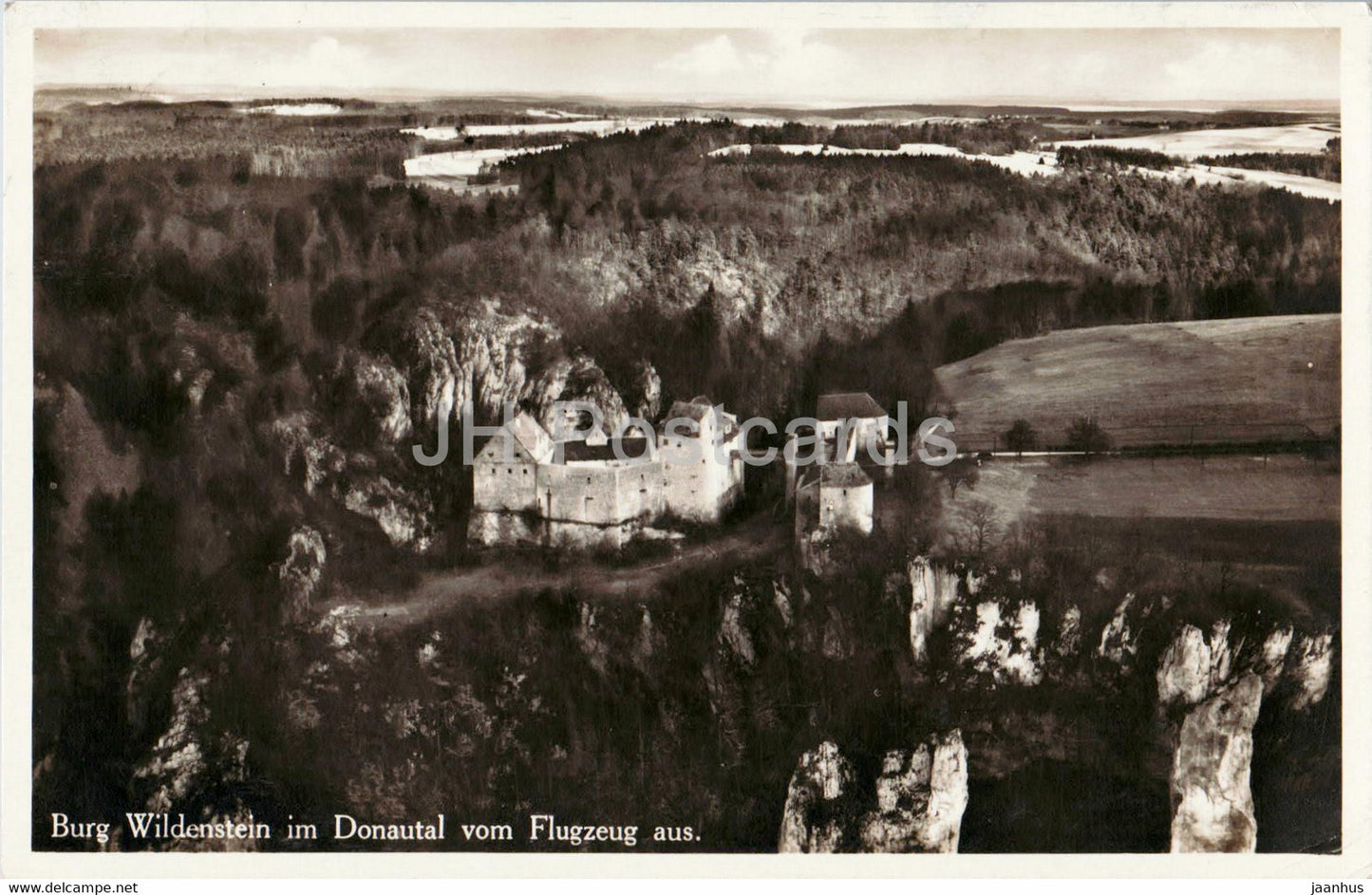 Burg Wildenstein im Donautal vom Flugzeug aus - castle - old postcard - 1932 - Germany - used - JH Postcards
