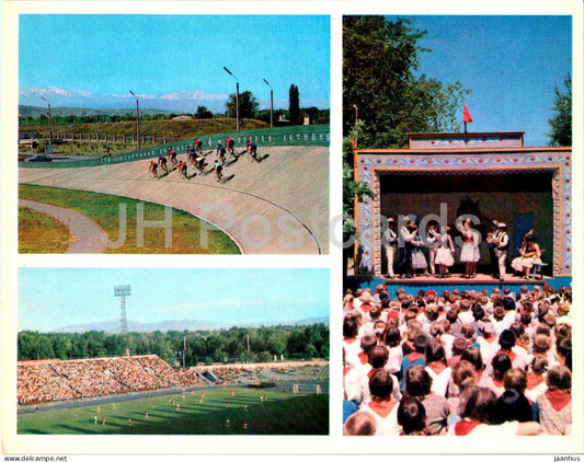 Bishkek - Frunze - Cycle Track - open air theatre park - Spartak stadium - 1974 - Kyrgyzstan USSR - unused - JH Postcards