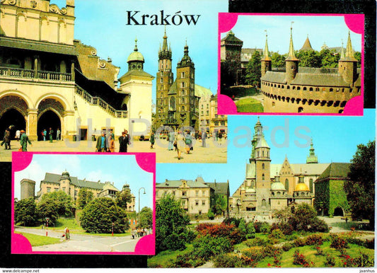 Krakow - Rynek Glowny - Kosciol Mariacki - Barbakan - Brama Florianska - Main Square - St. Mary's Church Poland - unused - JH Postcards