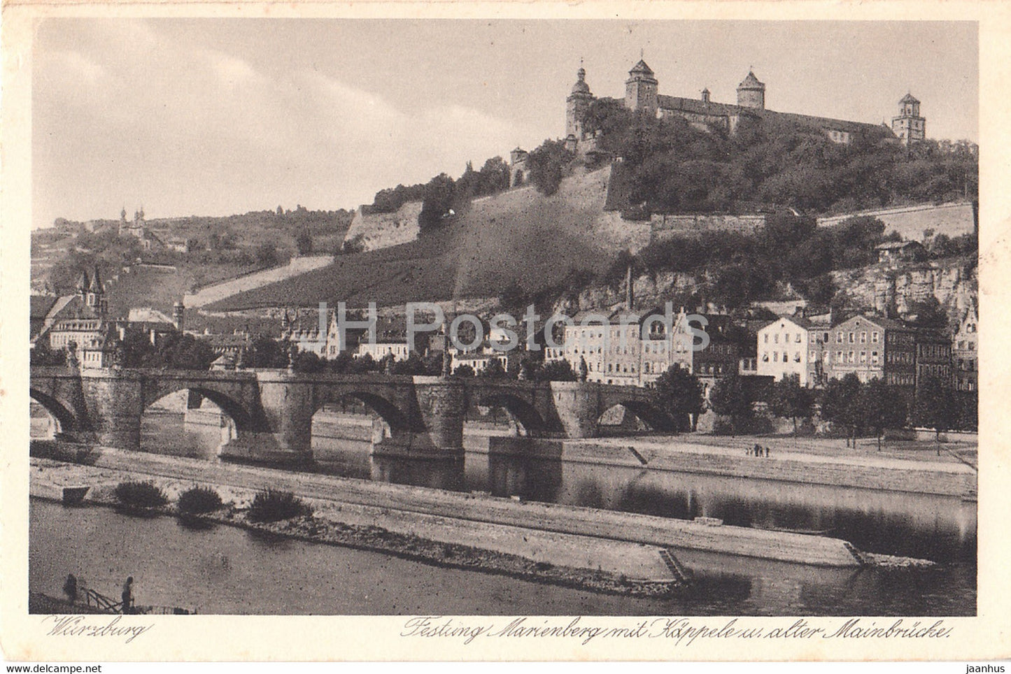 Wurzburg - Festung Marienberg mit Kappele u alter Mainbrucke - 68520 - old postcard - Germany - unused - JH Postcards