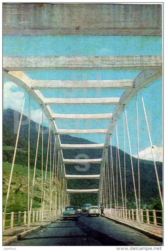 bridge at Ananuri - The Georgian Military Road - 1968 - Georgia USSR - unused - JH Postcards