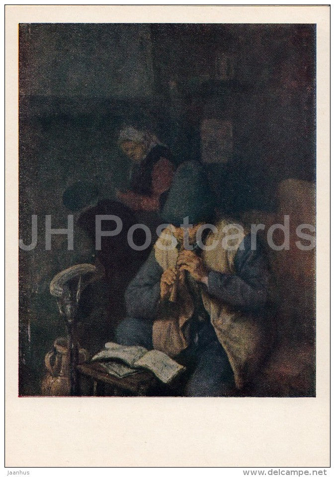 painting by Adriaen van Ostade - Flute Player - music - Dutch art - 1955 - Russia USSR - unused - JH Postcards